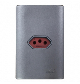 Conjunto Tomada 20A Horizontal Vermelho 4x2 - Novara Preto Grafite Total